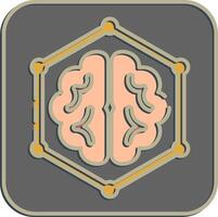 Icon deep learning. Artificial intelligence elements. Icon in embossed style. vector