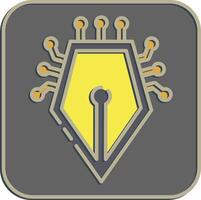 Icon ai writting. Artificial intelligence elements. Icon in embossed style. vector