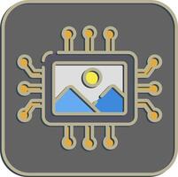 Icon ai image. Artificial intelligence elements. Icon in embossed style. vector