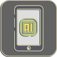 Icon ai application. Artificial intelligence elements. Icon in embossed style. vector