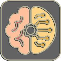 Icon artificial intelligence. Artificial intelligence elements. Icon in embossed style. vector