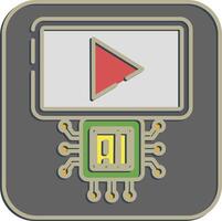 Icon ai . Artificial intelligence elements. Icon in embossed style. vector