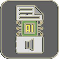 Icon text to sound. Artificial intelligence elements. Icon in embossed style. vector