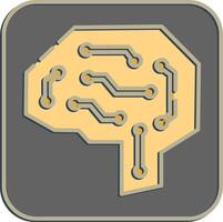 Icon digital brain. Artificial intelligence elements. Icon in embossed style. vector