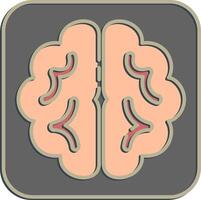 Icon brain. Artificial intelligence elements. Icon in embossed style. vector