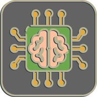 Icon artificial brain. Artificial intelligence elements. Icon in embossed style. vector