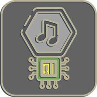 Icon ai music sound. Artificial intelligence elements. Icon in embossed style. vector
