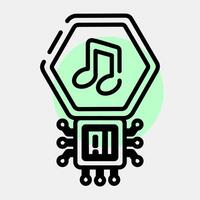 Icon ai music sound. Artificial intelligence elements. Icon in color spot style. vector