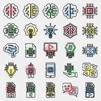 Icon set of artificial intelligence. Artificial intelligence elements. Icon in color spot style. vector