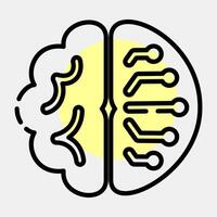 Icon brain circuit. Artificial intelligence elements. Icon in color spot style. vector