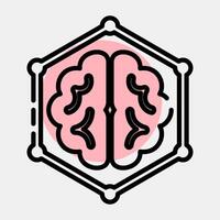 Icon deep learning. Artificial intelligence elements. Icon in color spot style. vector