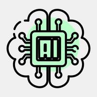 Icon embedded device. Artificial intelligence elements. Icon in color spot style. vector