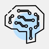 Icon digital brain. Artificial intelligence elements. Icon in color spot style. vector