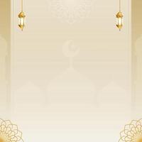Simple Elegant Soft Toned Beige Square Background Design with Subtle Gold Ornamental Decorations vector