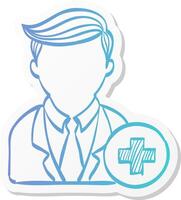 businessman with plus sign icon in sticker color style business office team add join recruit vector