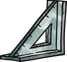 Triangular ruler icon watercolor illustration vector