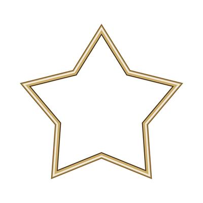 Star gold frame. Isolated luxury five pointed star golden border. Gold star frame mockup design element.