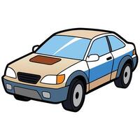 Car with Simple Line Drawing vector