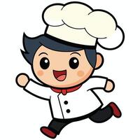 cartoon chef running with a smile white background vector
