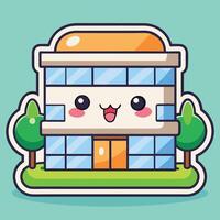 a cartoon building with white background vector