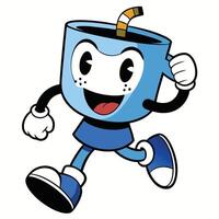 character running with a cup background vector