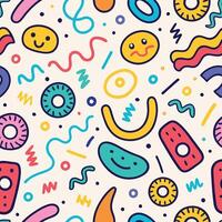 seamless pattern with colorful objects and vector