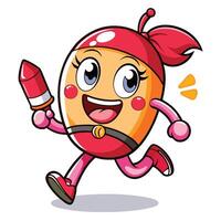 a cartoon character running with a red pencil vector