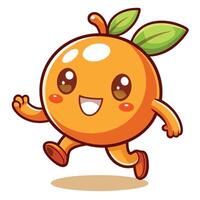 an orange character running with a leaf on its head vector