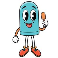 cartoon ice cream character holding an ice cream vector