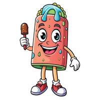 a cartoon ice cream character holding a stick vector