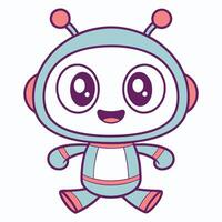 cute robot character illustration vector
