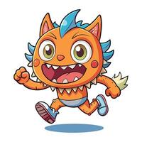 a cartoon orange cat running with its mouth open vector