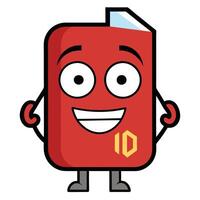 a red book with a smiley face and arms vector