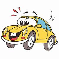 cartoon car with happy face and smiling eyes vector