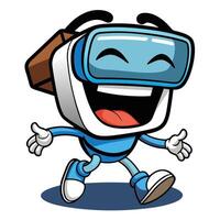 a cartoon robot wearing virtual reality vector