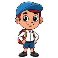 cartoon boy with backpack and vector
