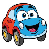 cartoon car with blue and red face and smiling vector