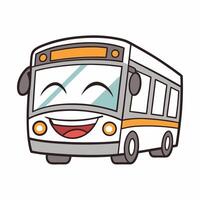 a cartoon bus with a smiley white background vector