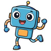 cartoon robot running and vector