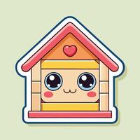 a cute little house with a heart on the vector