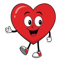 heart cartoon character waving and smiling vector