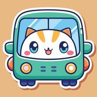 a sticker of a cat driving a bus vector