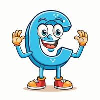cartoon letter c character with hands up and arms out vector