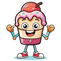 ice cream cone character illustration isolated on white background vector