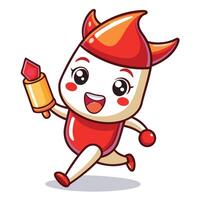 a cartoon devil running with a red ice cream vector