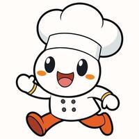 a cartoon chef running with his arms white background vector