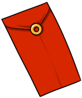 a red envelope with a gold button on it png