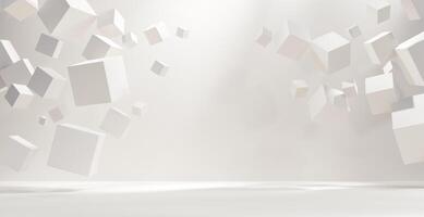 Abstract white cubes empty interior room background, 3d rendering photo