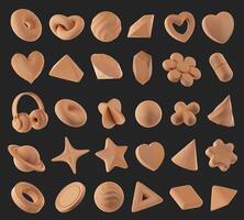 Object collection cookies texture decoration set pack isolated background 3d rendering photo