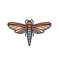 Brown dragonfly perched with intricate wings vector